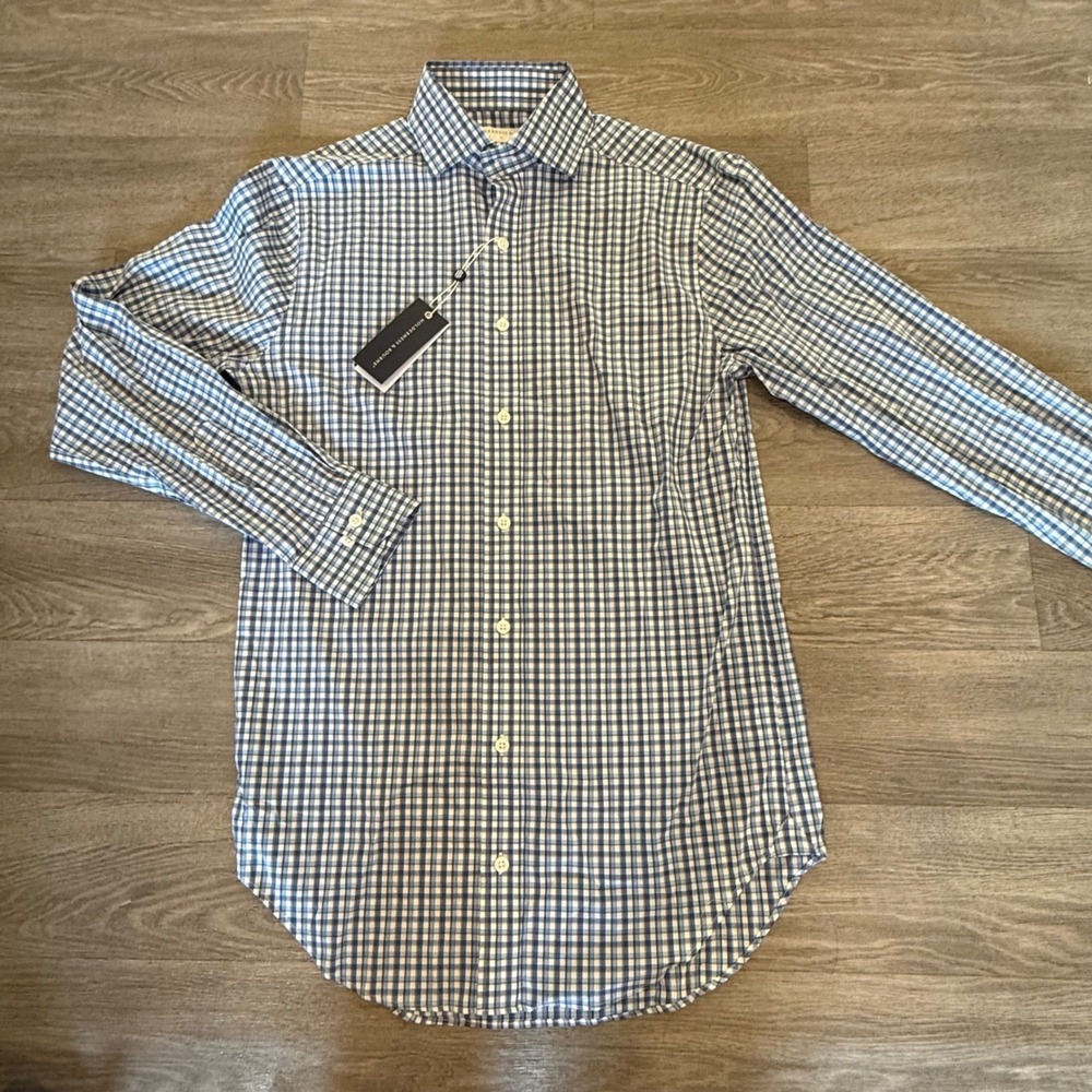 Holderness & Bourne Flynn Shirt Mens Small Blue Gingham Performance Button Down